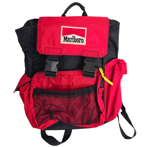 Vintage Marlboro Red Black Adventure Team Multi Pockets Unisex Travel Backpack